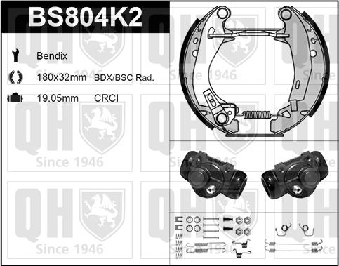 Quinton Hazell BS804K2 - Kit ganasce freno autozon.pro