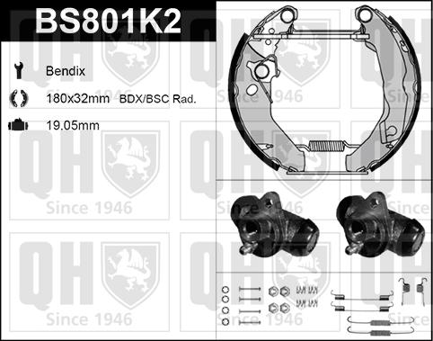 Quinton Hazell BS801K2 - Kit ganasce freno autozon.pro