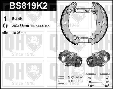 Quinton Hazell BS819K2 - Kit ganasce freno autozon.pro