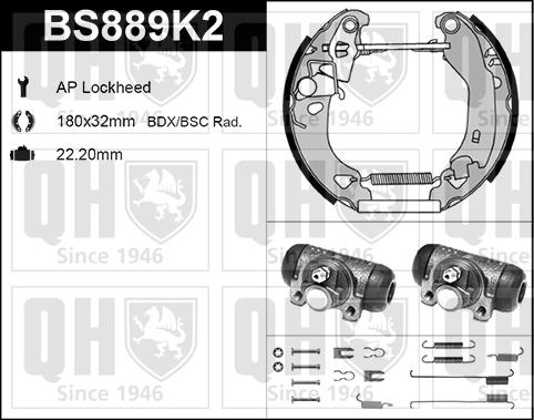 Quinton Hazell BS889K2 - Kit ganasce freno autozon.pro