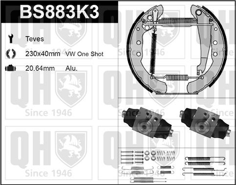 Quinton Hazell BS883K3 - Kit ganasce freno autozon.pro