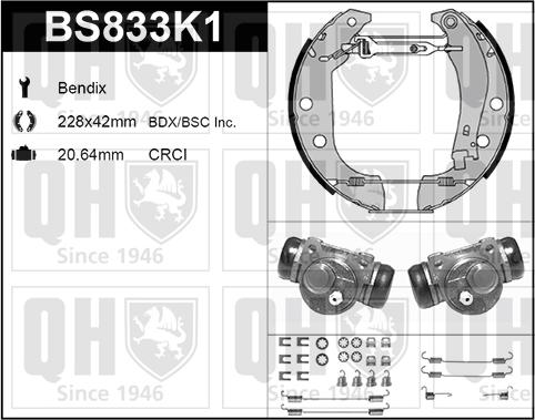 Quinton Hazell BS833K1 - Kit ganasce freno autozon.pro