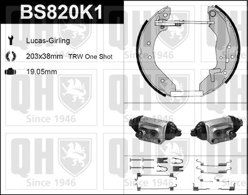 Quinton Hazell BS820K1 - Kit ganasce freno autozon.pro