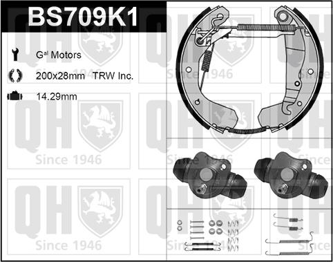 Quinton Hazell BS709K1 - Kit ganasce freno autozon.pro