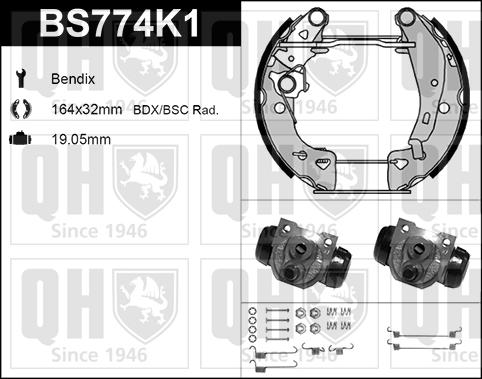 Quinton Hazell BS774K1 - Kit ganasce freno autozon.pro