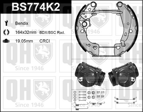 Quinton Hazell BS774K2 - Kit ganasce freno autozon.pro