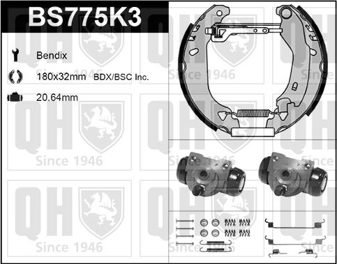 Quinton Hazell BS775K3 - Kit ganasce freno autozon.pro