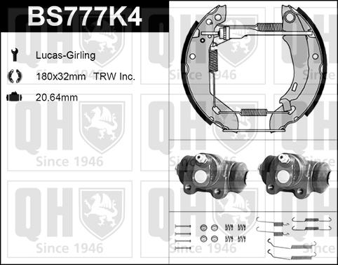 Quinton Hazell BS777K4 - Kit ganasce freno autozon.pro