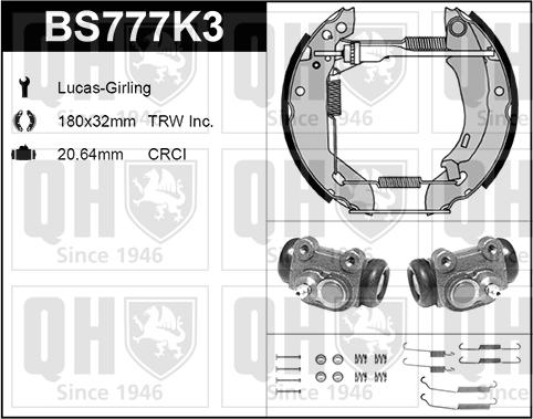 Quinton Hazell BS777K3 - Kit ganasce freno autozon.pro