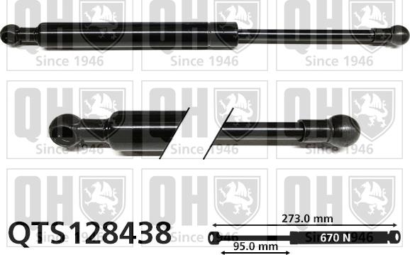 Quinton Hazell QTS128438 - Ammortizatore pneumatico, Cofano bagagli / vano carico autozon.pro