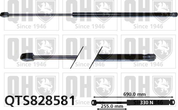 Quinton Hazell QTS828581 - Ammortizzatore pneumatico, Cofano motore autozon.pro