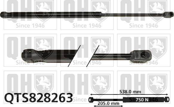 Quinton Hazell QTS828263 - Ammortizatore pneumatico, Cofano bagagli / vano carico autozon.pro