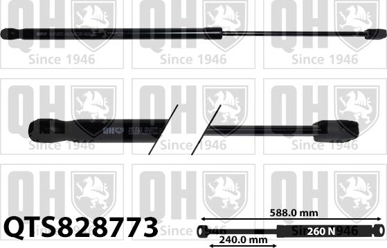 Quinton Hazell QTS828773 - Ammortizzatore pneumatico, Cofano motore autozon.pro