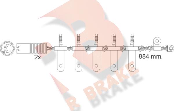 R Brake 610500RB - Contatto segnalazione, Usura past. freno / mat. d'attrito autozon.pro