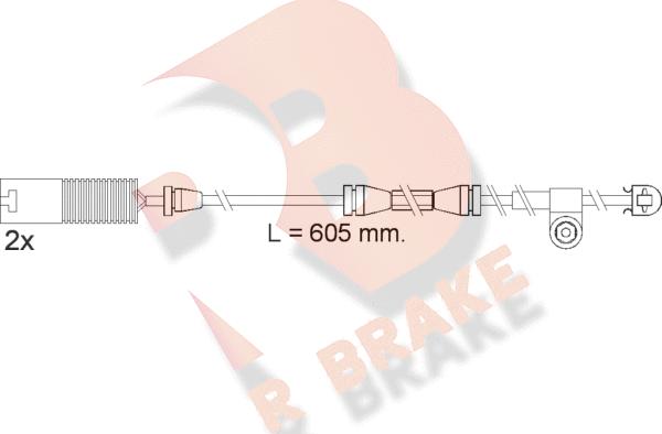 R Brake 610390RB - Contatto segnalazione, Usura past. freno / mat. d'attrito autozon.pro