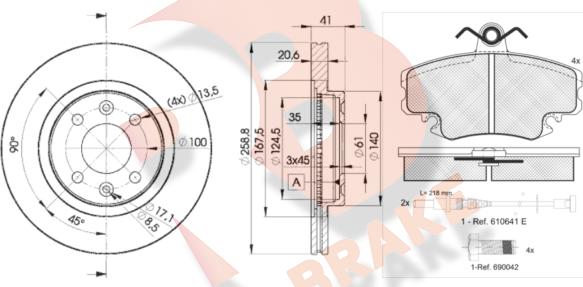 R Brake 3R09933550 - Kit freno, Freno a disco autozon.pro