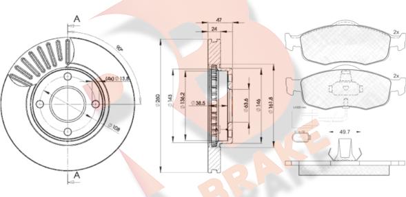 R Brake 3R09176784 - Kit freno, Freno a disco autozon.pro