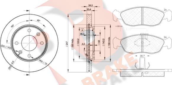 R Brake 3R09324694 - Kit freno, Freno a disco autozon.pro