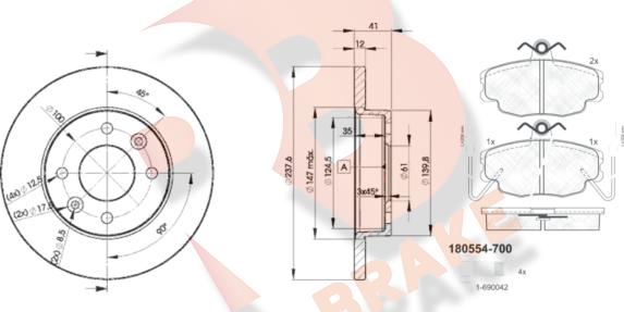 R Brake 3R05544705 - Kit freno, Freno a disco autozon.pro