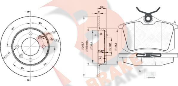 R Brake 3R06974746 - Kit freno, Freno a disco autozon.pro