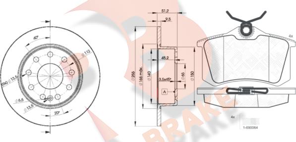 R Brake 3R06975616 - Kit freno, Freno a disco autozon.pro