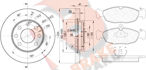 R Brake 3R08581440 - Kit freno, Freno a disco autozon.pro