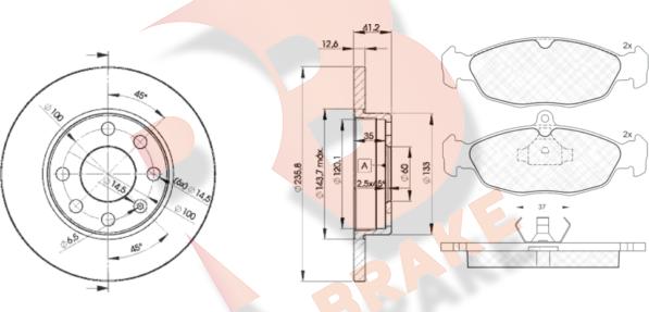 R Brake 3R08581240 - Kit freno, Freno a disco autozon.pro