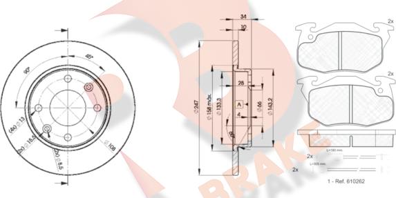 R Brake 3R08664689 - Kit freno, Freno a disco autozon.pro