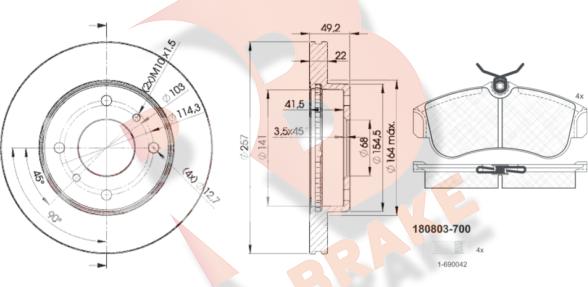 R Brake 3R08037101 - Kit freno, Freno a disco autozon.pro