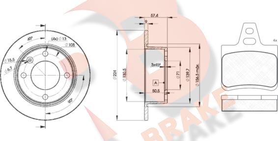 R Brake 3R08127811 - Kit freno, Freno a disco autozon.pro