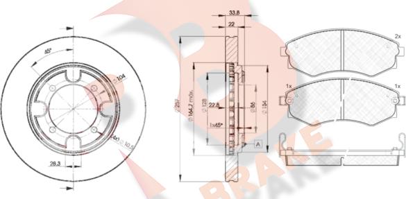 R Brake 3R08772830 - Kit freno, Freno a disco autozon.pro