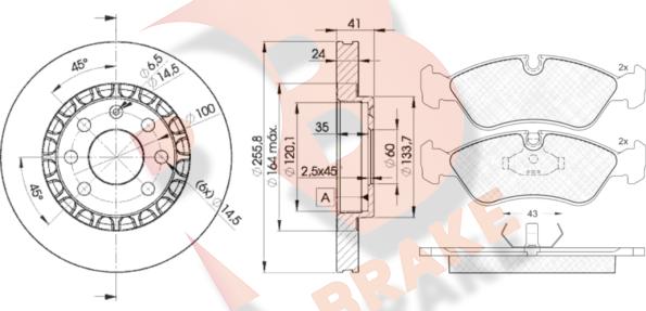 R Brake 3R07589042 - Kit freno, Freno a disco autozon.pro