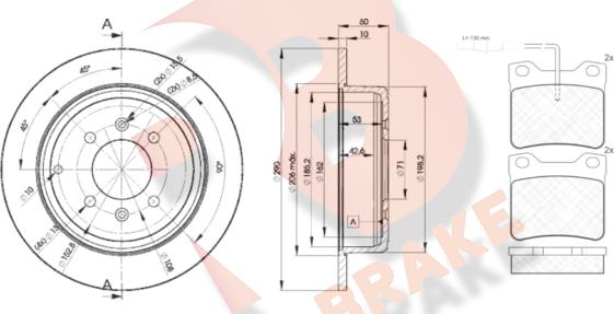 R Brake 3R07874250 - Kit freno, Freno a disco autozon.pro