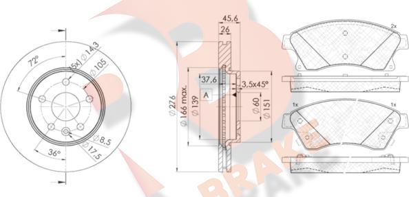 R Brake 3R19421559 - Kit freno, Freno a disco autozon.pro