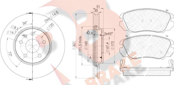 R Brake 3R19145387 - Kit freno, Freno a disco autozon.pro