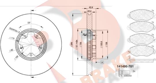 R Brake 3R14985613 - Kit freno, Freno a disco autozon.pro