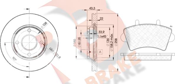 R Brake 3R14425344 - Kit freno, Freno a disco autozon.pro