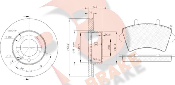 R Brake 3R14426848 - Kit freno, Freno a disco autozon.pro