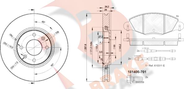 R Brake 3R14064753 - Kit freno, Freno a disco autozon.pro