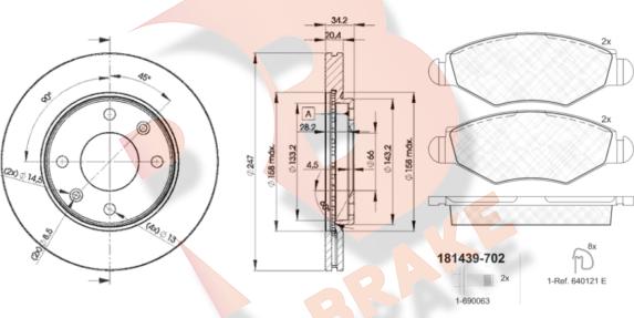 R Brake 3R14394694 - Kit freno, Freno a disco autozon.pro