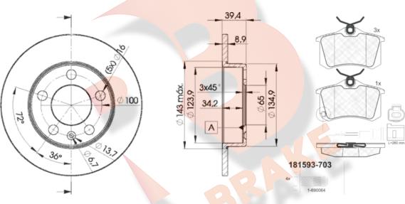 R Brake 3R15935601 - Kit freno, Freno a disco autozon.pro