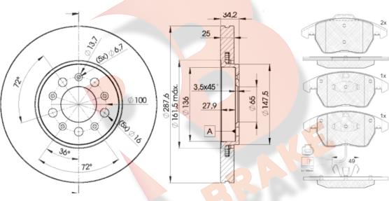 R Brake 3R15675604 - Kit freno, Freno a disco autozon.pro