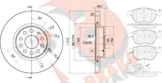 R Brake 3R15675618 - Kit freno, Freno a disco autozon.pro