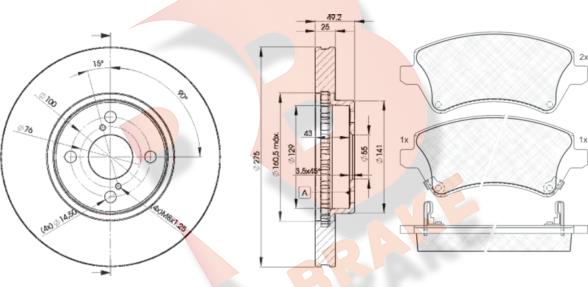 R Brake 3R15132080 - Kit freno, Freno a disco autozon.pro