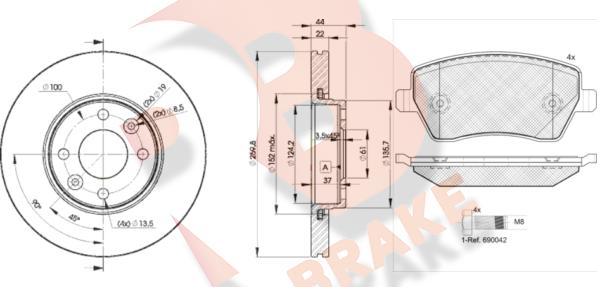 R Brake 3R15347795 - Kit freno, Freno a disco autozon.pro