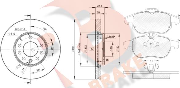 R Brake 3R15369003 - Kit freno, Freno a disco autozon.pro