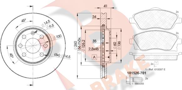 R Brake 3R15269000 - Kit freno, Freno a disco autozon.pro