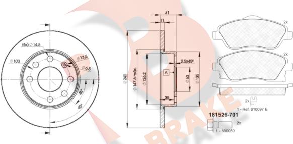 R Brake 3R15269020 - Kit freno, Freno a disco autozon.pro