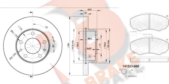 R Brake 3R15234681 - Kit freno, Freno a disco autozon.pro