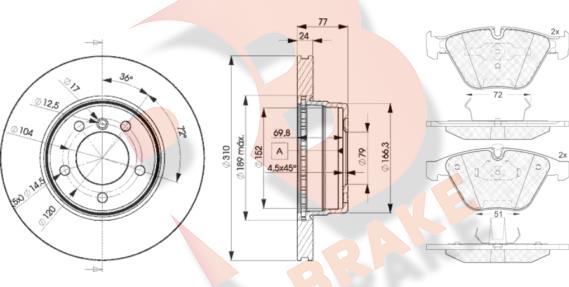 R Brake 3R15776402 - Kit freno, Freno a disco autozon.pro